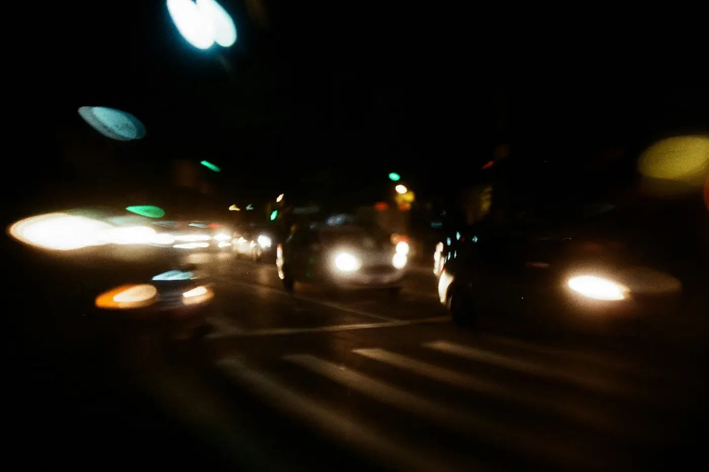 City lights and traffic at night