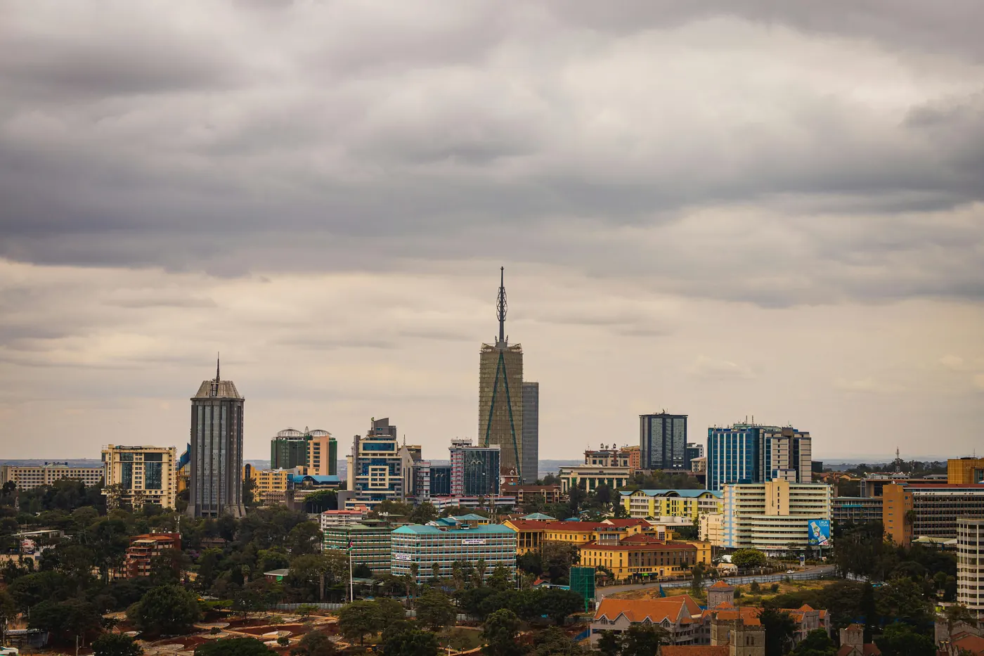 Nairobi skyline under a cloudy sky